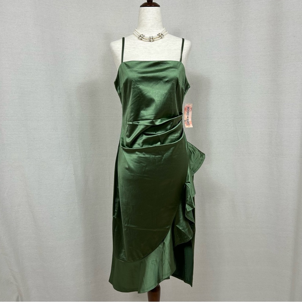 Inspired Hearts Deep Green Asymmetrical Slip Dress